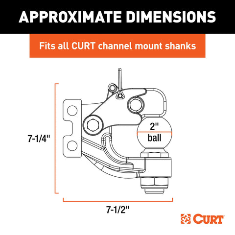 CURT 45919 Replacement Channel Mount Ball & Pintle Hitch (2 Ball, 10,000 lbs.)