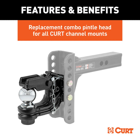 CURT 45919 Replacement Channel Mount Ball & Pintle Hitch (2 Ball, 10,000 lbs.)
