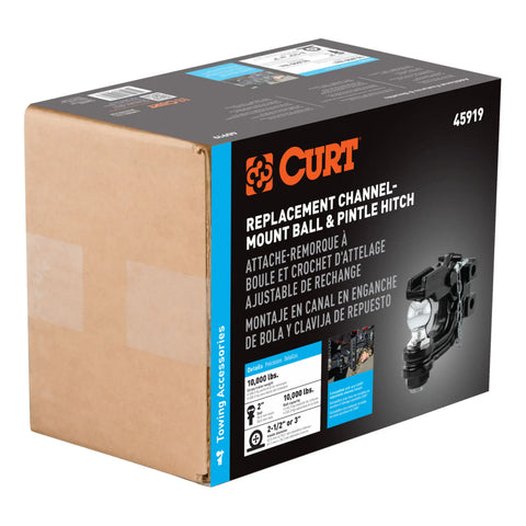 CURT 45919 Replacement Channel Mount Ball & Pintle Hitch (2 Ball, 10,000 lbs.)