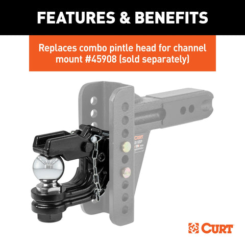 CURT 45922 Replacement Channel Mount Ball & Pintle Hitch (2-5/16 Ball, 20,000 lbs.)
