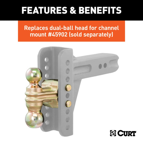 CURT 45923 Replacement Dual-Ball for Adjustable Channel Mount (Fits 45902, 45927)