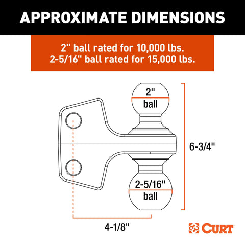 CURT 45933 Dual Ball Attachment for Weight Distribution Shank