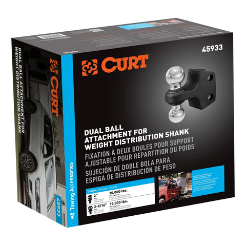 CURT 45933 Dual Ball Attachment for Weight Distribution Shank