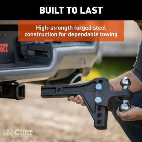 CURT 45935 Adjustable Trailer Hitch Ball Mount with Dual Ball, 2 Shank, 15K