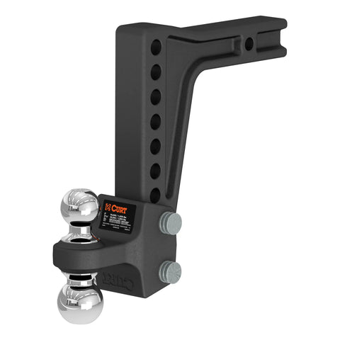 CURT 45936 Deep-Drop Adjustable Trailer Hitch Ball Mount with Dual Ball, 2 Shank, 15K