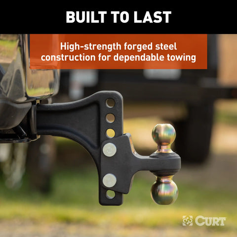 CURT 45937 HD Adjustable Trailer Hitch Ball Mount with Dual Ball, 2-1/2 Shank, 20K
