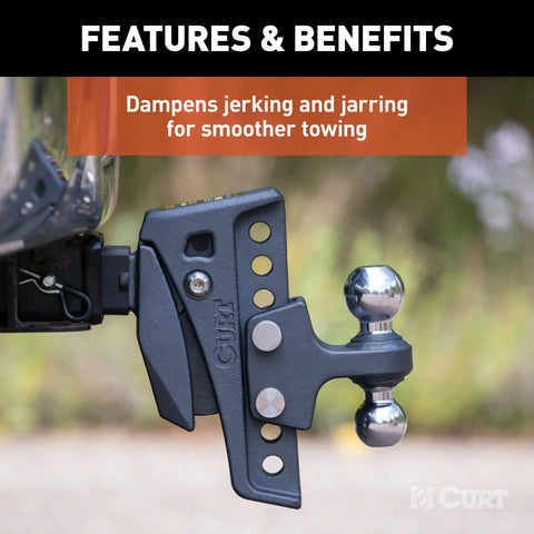CURT 45951 Rebellion XD Adjustable Cushion Hitch (2 Shank, 2", 2-5/16 Balls, 15K)