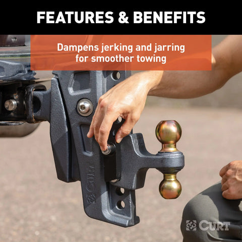 CURT 45955 Rebellion XD Adjustable Cushion Hitch (2-1/2 Shank, 2", 2-5/16 Balls, 20K)