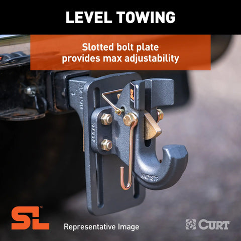 CURT 48011 SecureLatch Adjustable Pintle Mount (2 Shank, 20,000 lbs.)