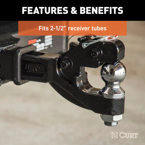 CURT 48012 Receiver-Mount Ball & Pintle Hitch (2-1/2 Shank, 2-5/16 Ball, 20,000 lbs.)