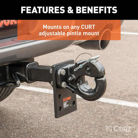 CURT 48205 Pintle Hook (10,000 lbs., 2-1/2 or 3 Lunette Rings)