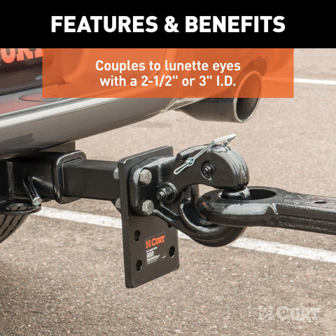 CURT 48210 - Pintle Hook (20000 lbs. 2-1/2in. or 3in. Lunette Rings)