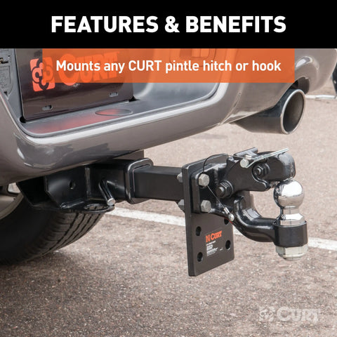 CURT 48325 Adjustable Pintle Mount (2 Shank, 15,000 lbs., 7 High, 8 Long)