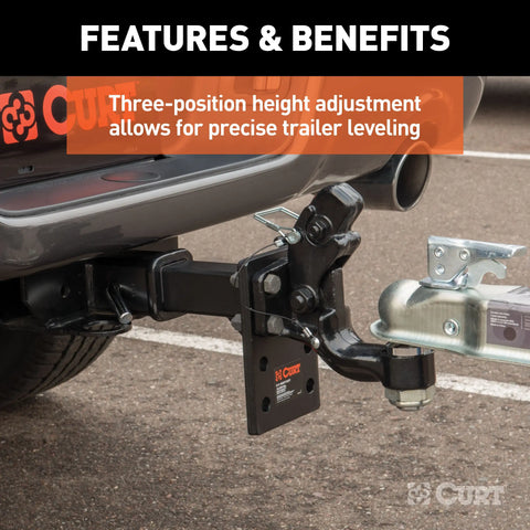 CURT 48328 Adjustable Pintle Mount (2 Shank, 15,000 lbs., 7 High, 6 Long)