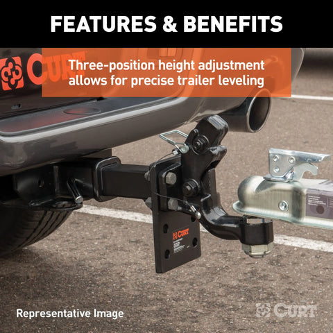 CURT 48329 Adjustable Pintle Mount (2-1/2 Shank, 18,000 lbs., 7 High, 8 Long)