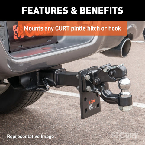 CURT 48340 Pintle Mount for 2-1/2-Inch Hitch Receiver, 20,000 lbs, 8-Inch Length