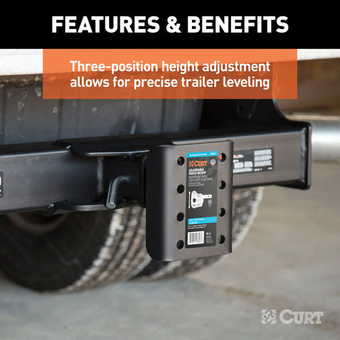 CURT 48343 - Adjustable Pintle Mount (2in. Shank 17000 lbs. 7-1/4in. High 6in. Long)