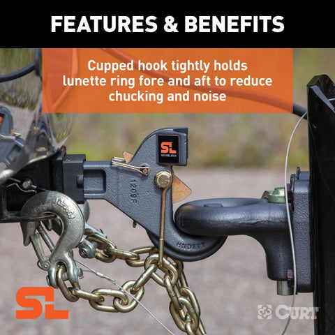 CURT 48405 SecureLatch Receiver-Mount Pintle Hook, 2-Inch Shank, 14,000 Pounds