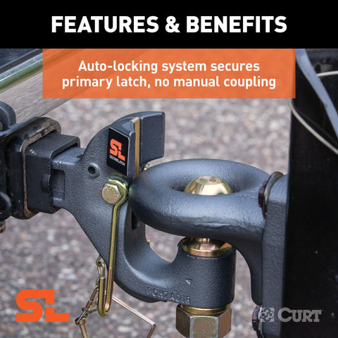CURT 48406 SecureLatch Receiver-Mount Ball & Pintle Hitch (2 Shank, 2-5/16 Ball, 14K)