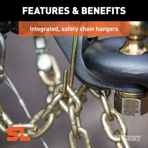 CURT 48406 SecureLatch Receiver-Mount Ball & Pintle Hitch (2 Shank, 2-5/16 Ball, 14K)