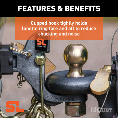 CURT 48407 SecureLatch Receiver-Mount Ball & Pintle Hitch (2 Shank, 2 Ball, 14K)