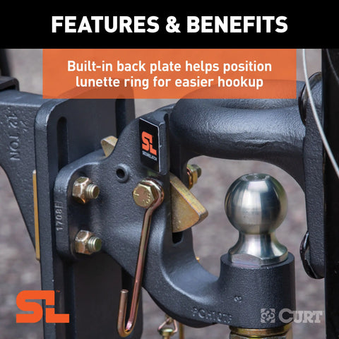 CURT 48411 SecureLatch Ball & Pintle Hitch (2 Ball, 20,000 lbs.)