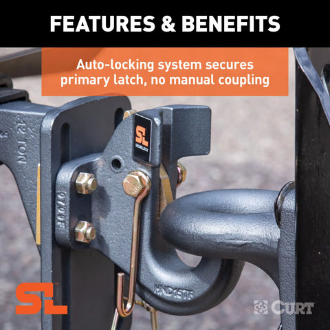 CURT 48505 SecureLatch Pintle Hook, 30,000 Pounds, Mount Required