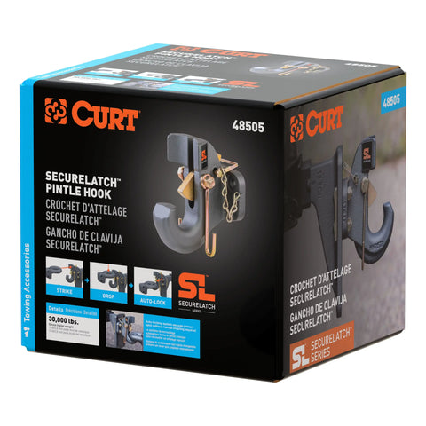 CURT 48505 SecureLatch Pintle Hook, 30,000 Pounds, Mount Required