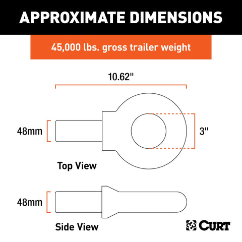 CURT 48530 Lunette Ring (45,000 lbs. 3 I.D.)