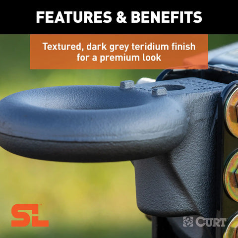 CURT 48626 - SecureLatch Channel-Style Lunette Ring 40000 Pounds 3-Inch ID