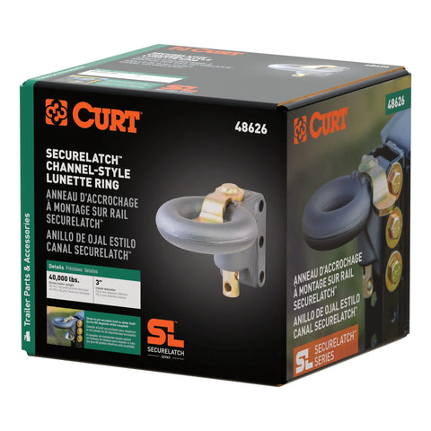 CURT 48626 - SecureLatch Channel-Style Lunette Ring 40000 Pounds 3-Inch ID
