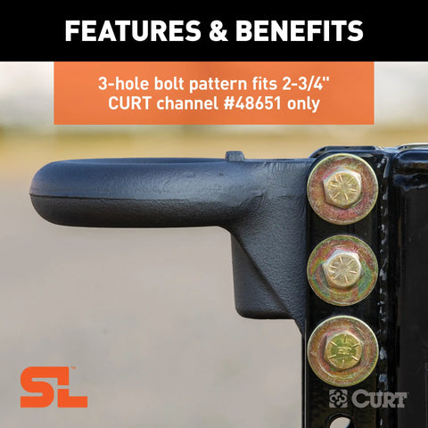 CURT 48641 - SecureLatch Lunette Ring/Channel (40000 lbs 3in. ID 11-3/4in. Channel Height)