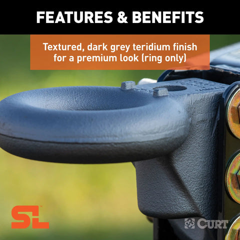 CURT 48641 - SecureLatch Lunette Ring/Channel (40000 lbs 3in. ID 11-3/4in. Channel Height)