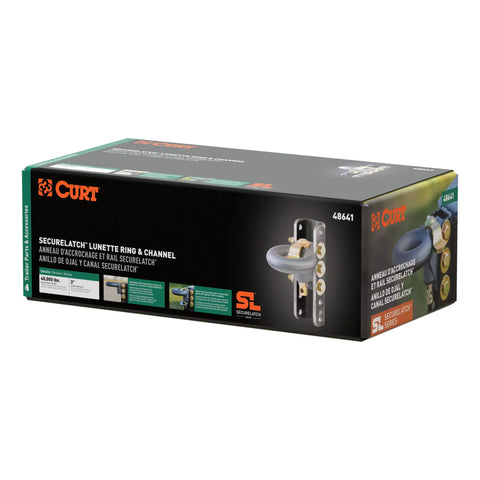 CURT 48641 - SecureLatch Lunette Ring/Channel (40000 lbs 3in. ID 11-3/4in. Channel Height)