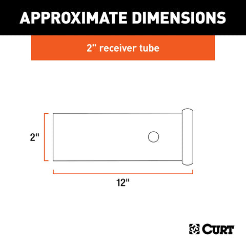 CURT 49120 2-Inch x 12-Inch Weld-On Raw Steel Trailer Hitch Receiver Tube