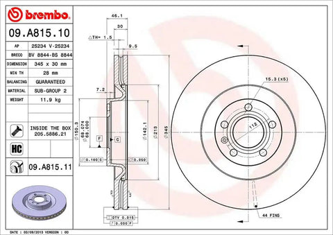BREMBO 09A81511C02 DISC BRAKE ROTOR