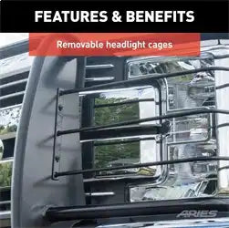 ARIES 5058 - 1-1/2-Inch Black Steel Grille Guard, No-Drill, Select Dodge, Ram 1500