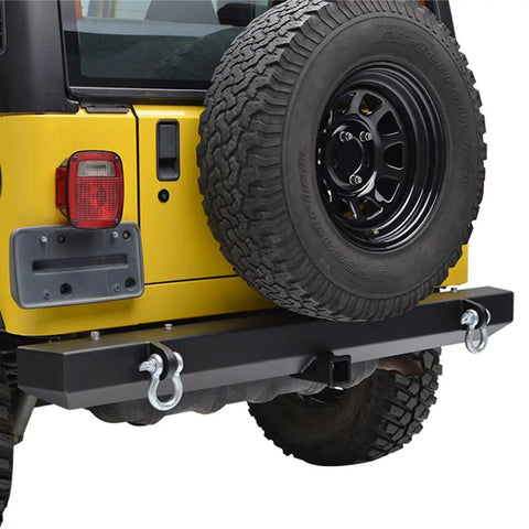 Paramount Automotive 51-0008 - Classic Rear Bumper w/ D-Ringss & 2" Inch Receiver Black