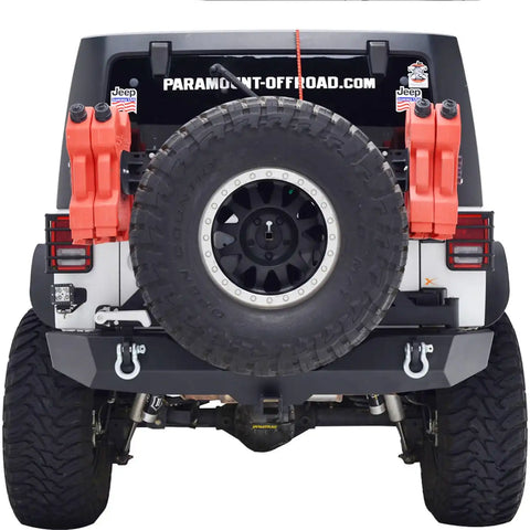 Paramount Automotive 51-0315 - 07-16 Jeep Wrangler JK Heavy Duty Rock Crawler Rear Bumper Black w/ Tire Carrier