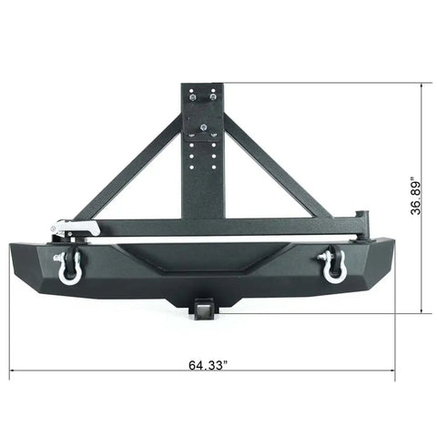 Paramount Automotive 51-0315 - 07-16 Jeep Wrangler JK Heavy Duty Rock Crawler Rear Bumper Black w/ Tire Carrier