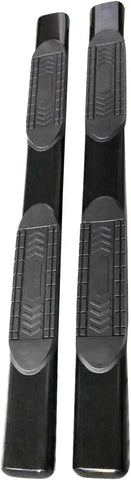 TrailFX A1532B - 4 Inch Oval Straight Powder Coated Black Mild Steel Rocker Panel Mount SuperCrew Cab & Chassis - Crew Cab