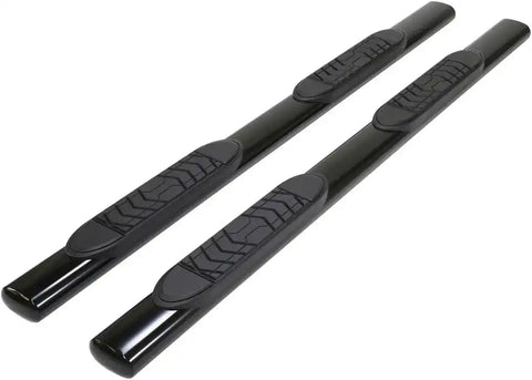 TrailFX A1532B - 4 Inch Oval Straight Powder Coated Black Mild Steel Rocker Panel Mount SuperCrew Cab & Chassis - Crew Cab