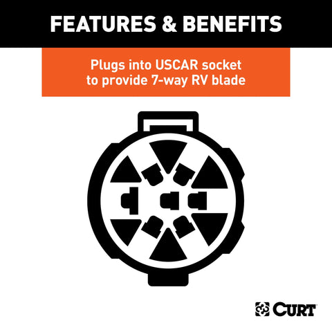 CURT 55415 - Replacement OE 7-Way RV Blade Socket (Plugs into USCAR)