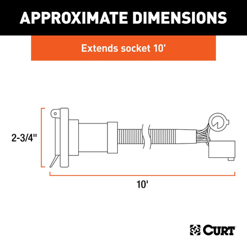 CURT 56000 - 10ft. Custom Wiring Extension Harness (Adds 7-Way RV Blade to Truck Bed)