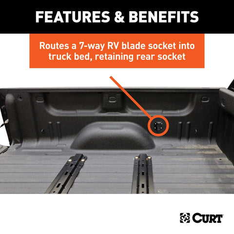 CURT 56000 - 10ft. Custom Wiring Extension Harness (Adds 7-Way RV Blade to Truck Bed)