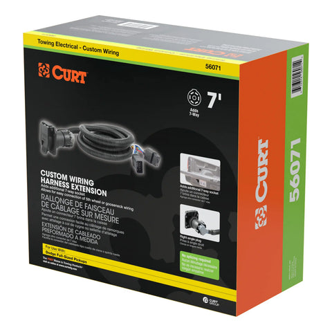 CURT 56071 - 7ft. Custom Wiring Extension Harness (Adds 7-Way RV Blade to Truck Bed)