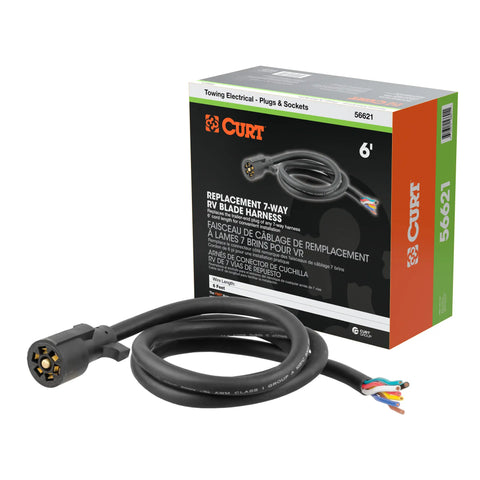 CURT 56621 - Replacement 7-Way RV Blade with 6ft. Wires (Trailer Side Packaged)
