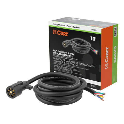 CURT 56623 - Replacement 7-Way RV Blade with 10ft. Wires (Trailer Side Packaged)