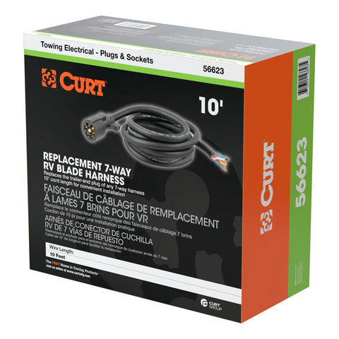 CURT 56623 - Replacement 7-Way RV Blade with 10ft. Wires (Trailer Side Packaged)