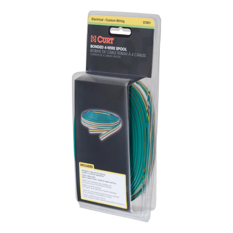 CURT 57001 - Bonded Trailer Wiring 25-Foot Spool 4 Pin